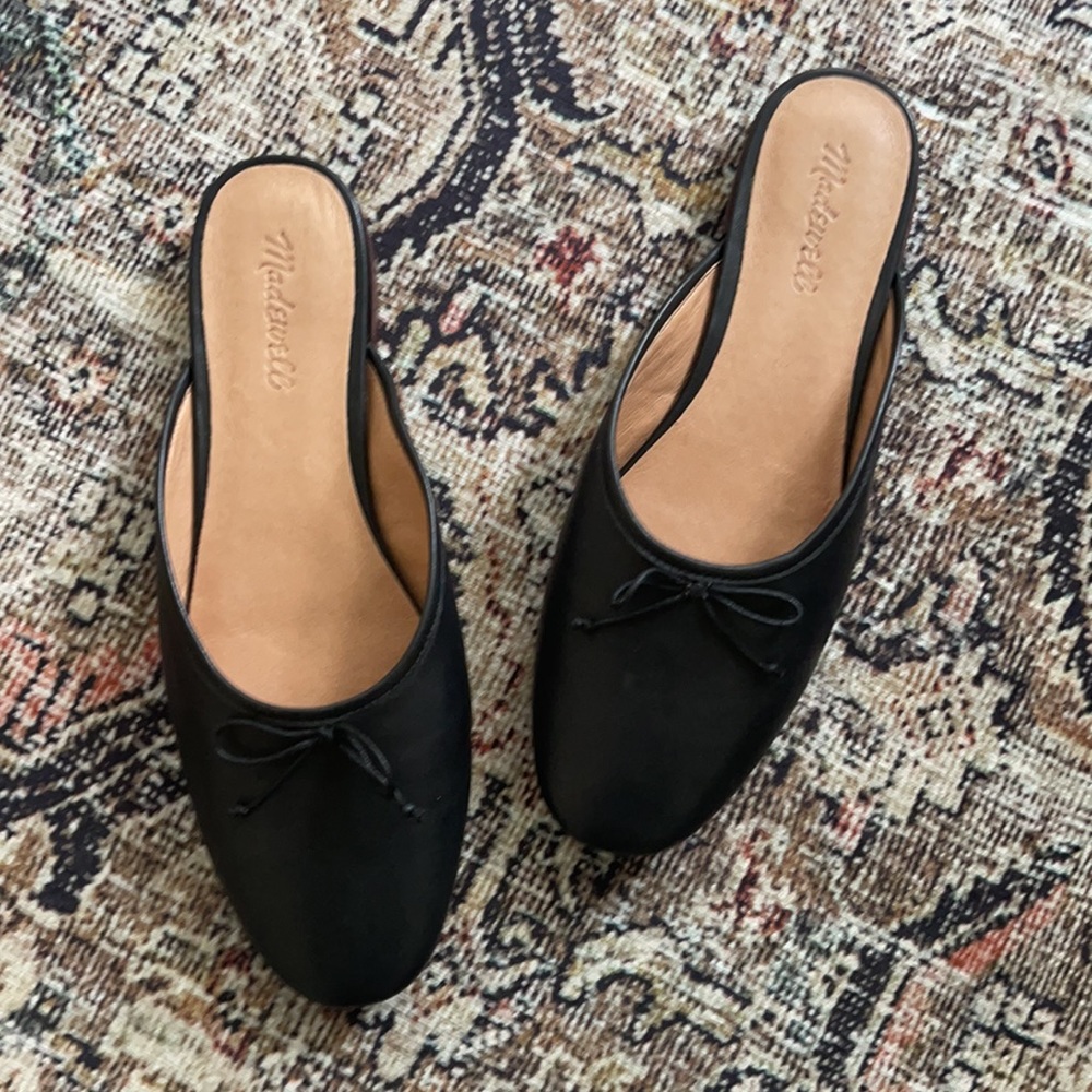 Madewell bow mules flats size 9.5 black